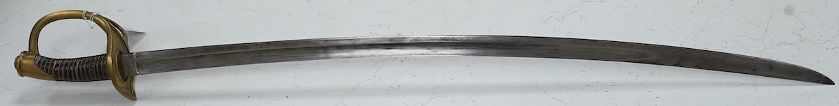 A German c.1860 light cavalry trooper’s sword by WRK, with German government inspector’s marks, 89.5cm. Condition - good